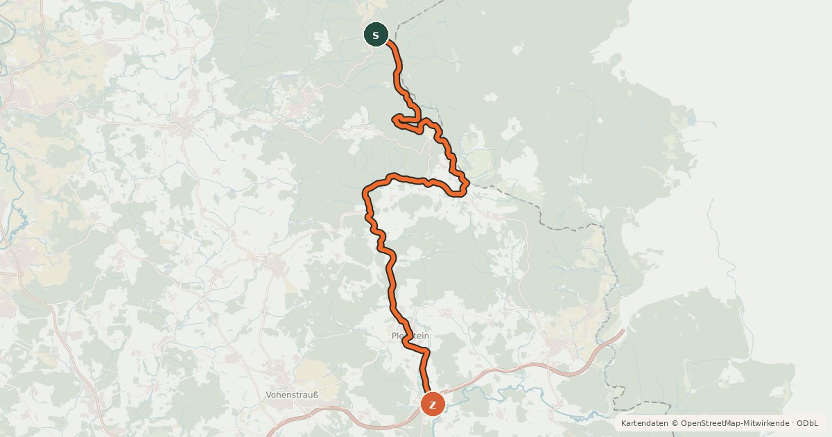 Kartenübersicht der Radroute Zottbachtal-Radweg