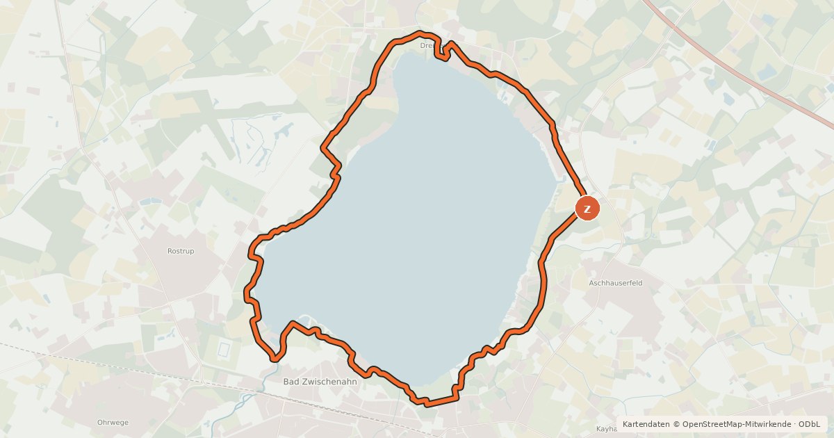 Kartenübersicht der Radroute Zwischenahner Meerweg