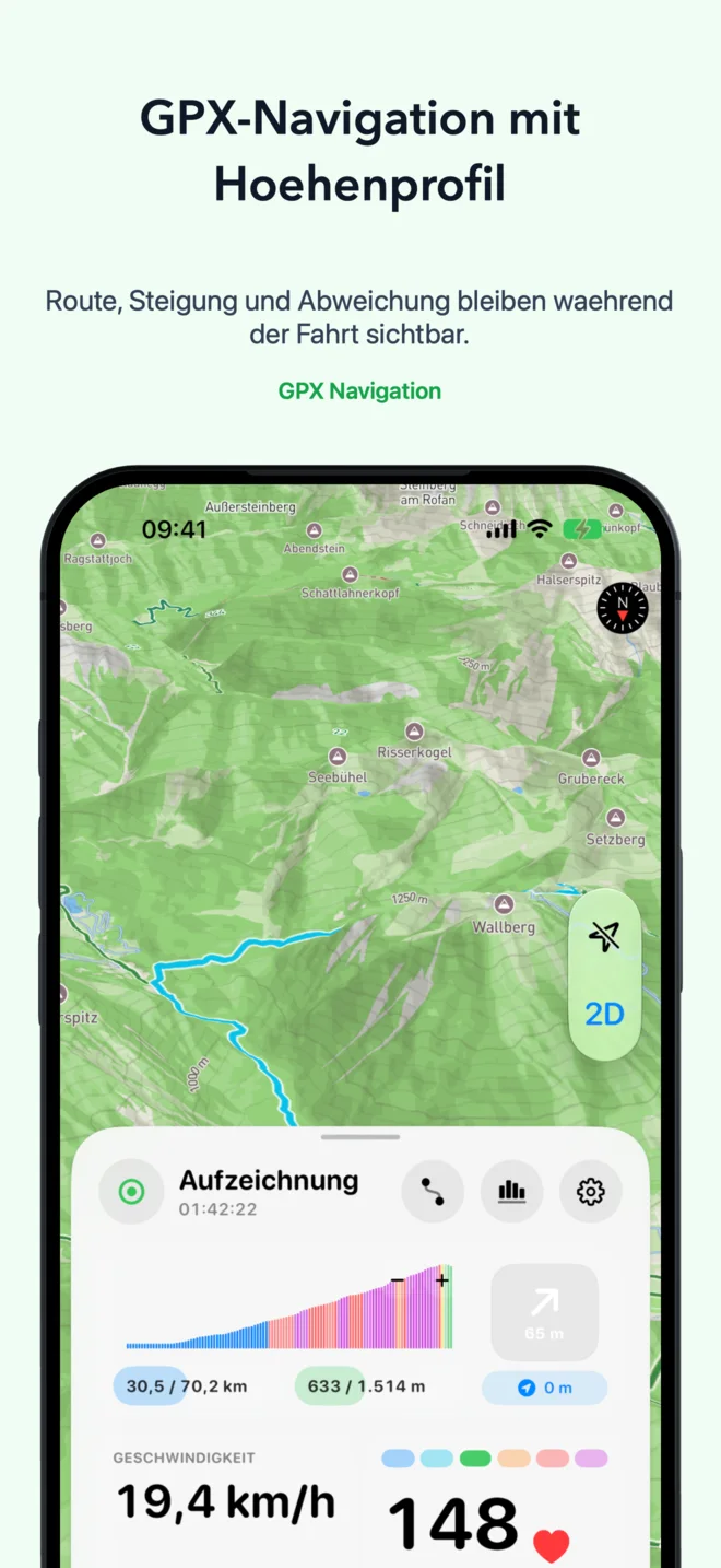 Viberide GPX-Navigation mit Höhenprofil